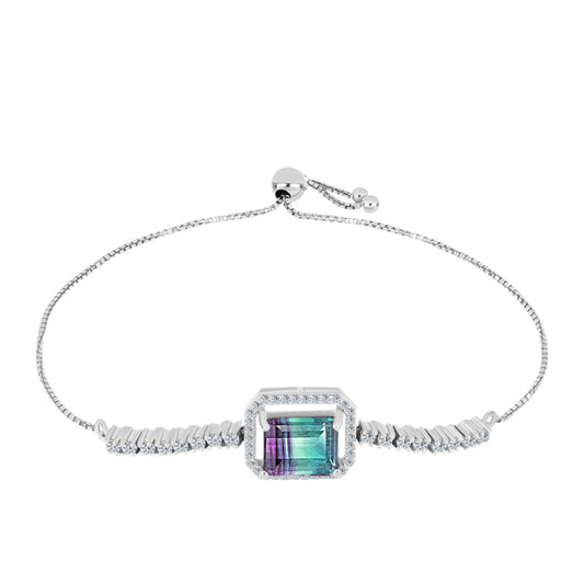 Pulsera de Plata con Fluorita cebra y Topacio Blanco