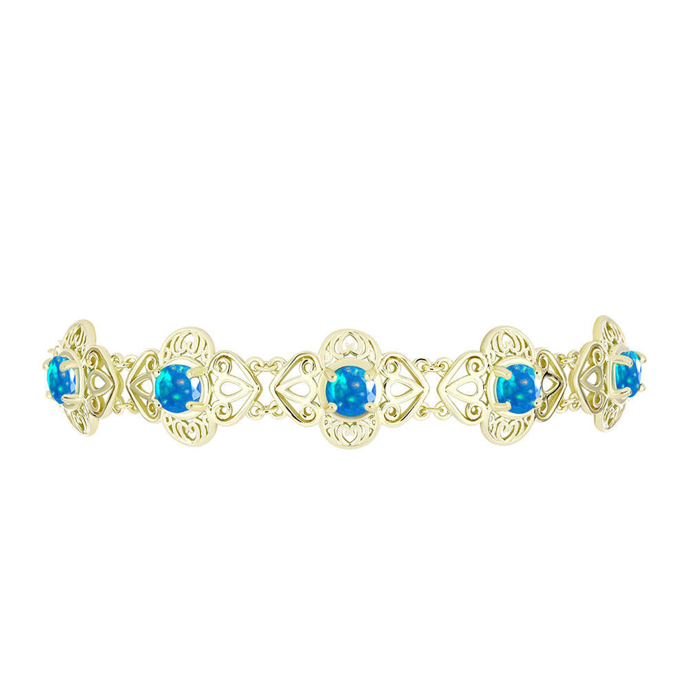 Pulsera de Plata Bañada en Oro con Ópalo Paraíso de Etiopia