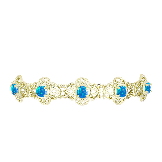 Pulsera de Plata Bañada en Oro con Ópalo Paraíso de Etiopia