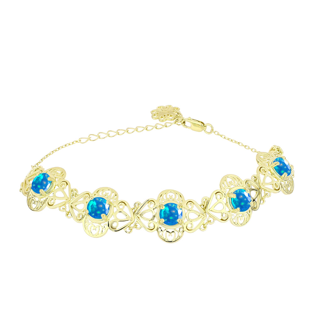 Pulsera de Plata Bañada en Oro con Ópalo Paraíso de Etiopia