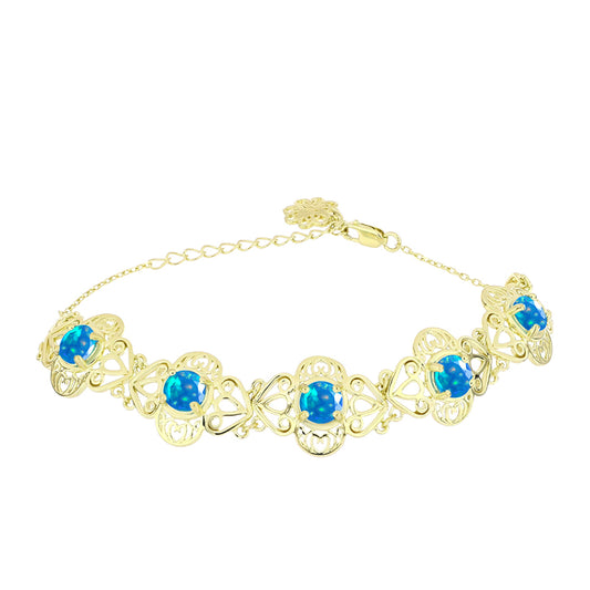 Pulsera de Plata Bañada en Oro con Ópalo Paraíso de Etiopia