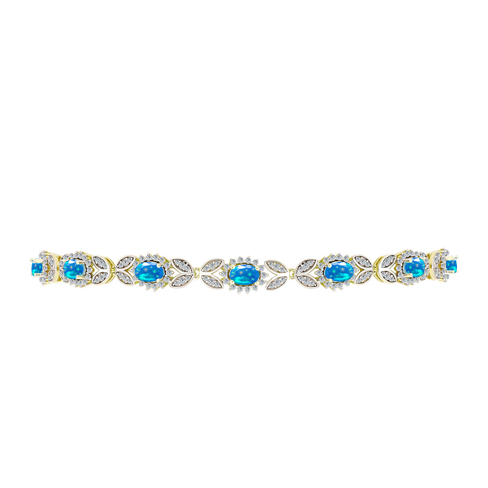 Pulsera de Plata Bañada en Oro con Ópalo Paraíso de Etiopia y Topacio Blanco 2 