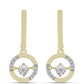 Pendientes de Plata Bañada en Oro con Diamante blanco y Topacio Blanco