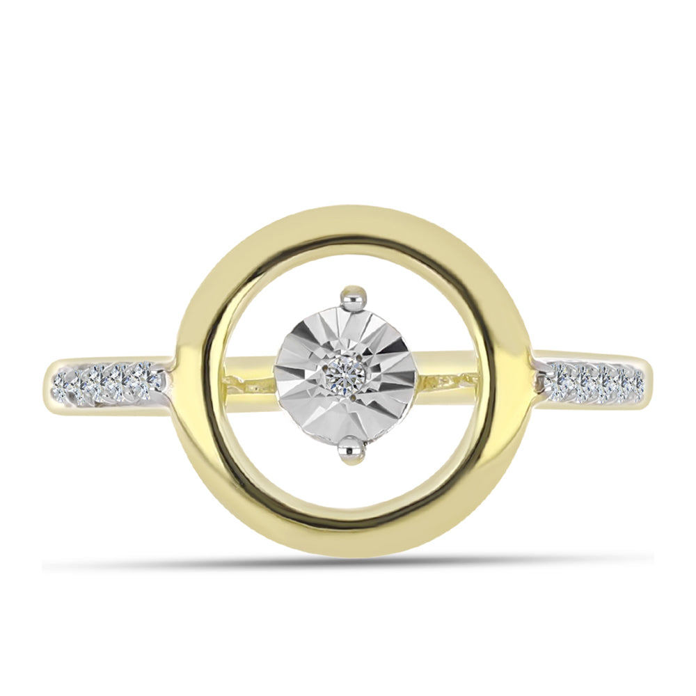 Anillo de Plata Bañada en Oro con Diamante blanco y Topacio Blanco 1 