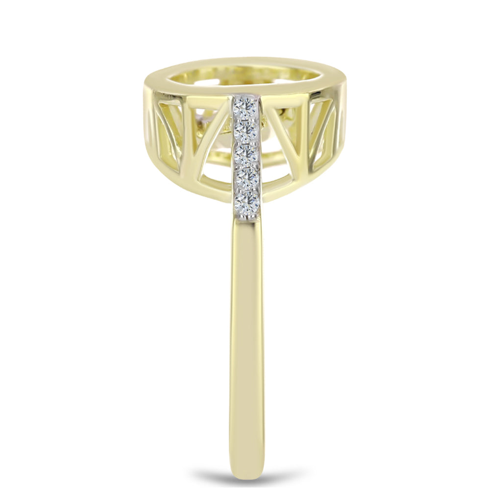 Anillo de Plata Bañada en Oro con Diamante blanco y Topacio Blanco 4 