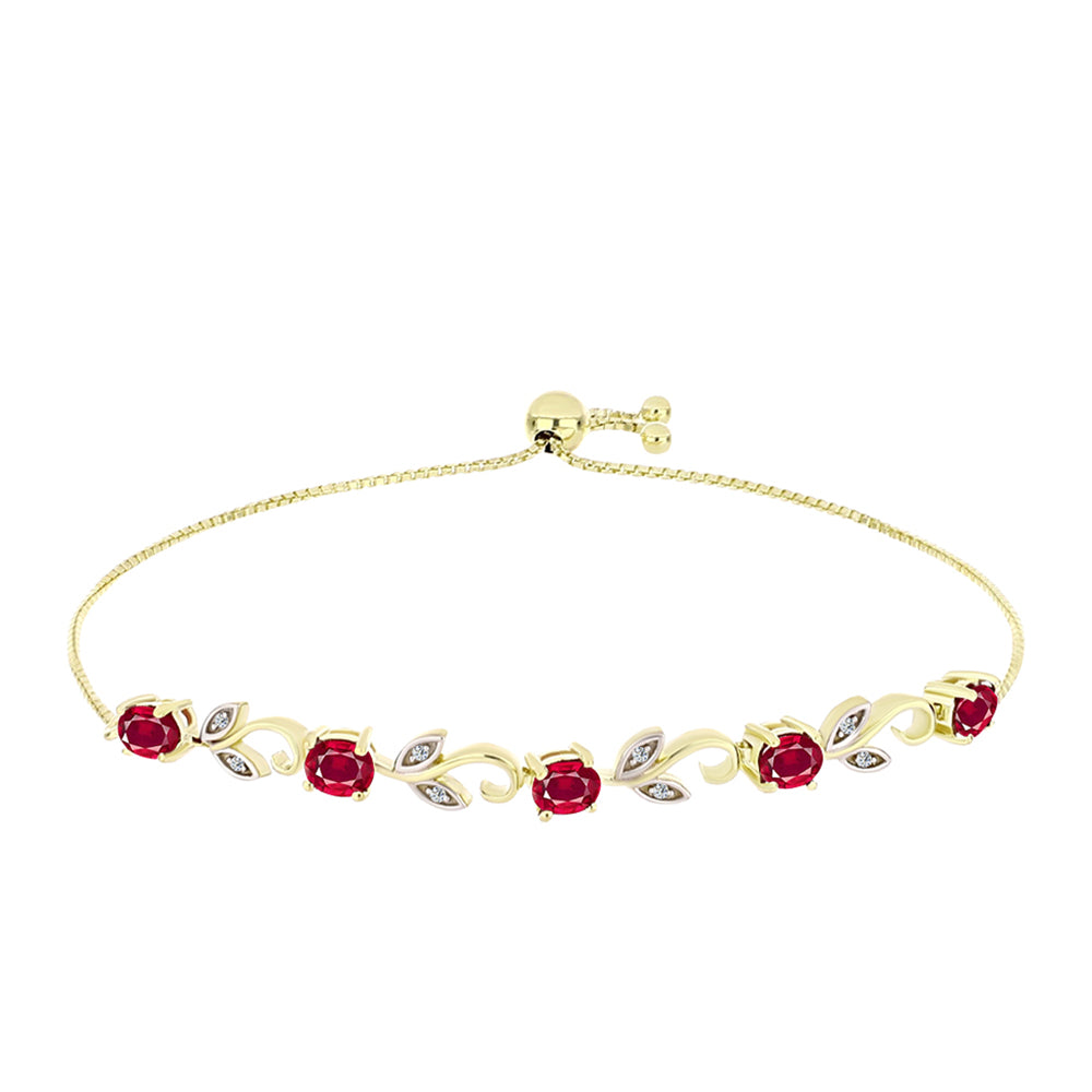Pulsera de Plata Bañada en Oro con Rubí de Madagascar y Topacio Blanco