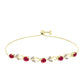Pulsera de Plata Bañada en Oro con Rubí de Madagascar y Topacio Blanco