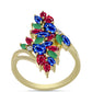 Anillo de Plata Bañada en Oro con Rubí de Madagascar y Zafiro Azul Australiano
