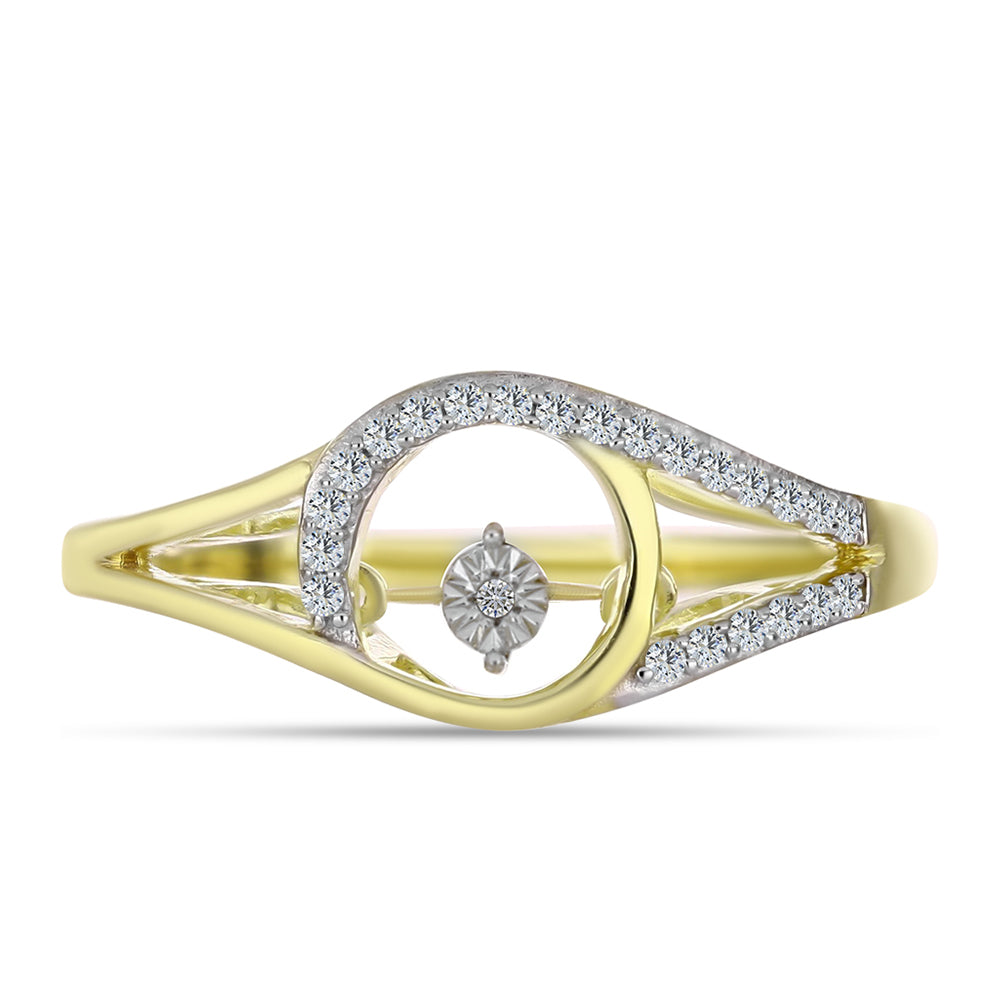 Anillo de Plata Bañada en Oro con Diamante blanco y Topacio Blanco 1 