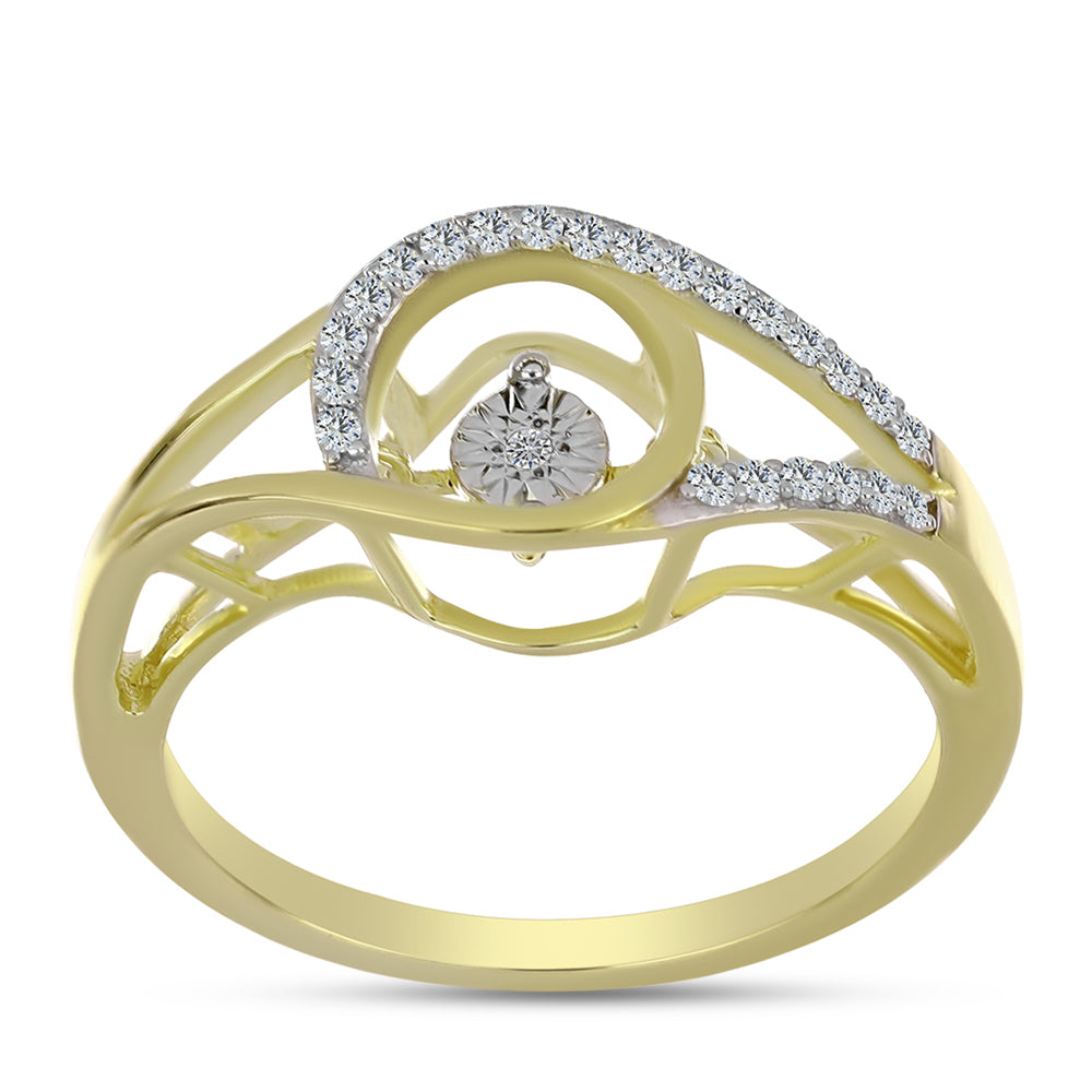 Anillo de Plata Bañada en Oro con Diamante blanco y Topacio Blanco 3 