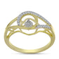 Anillo de Plata Bañada en Oro con Diamante blanco y Topacio Blanco