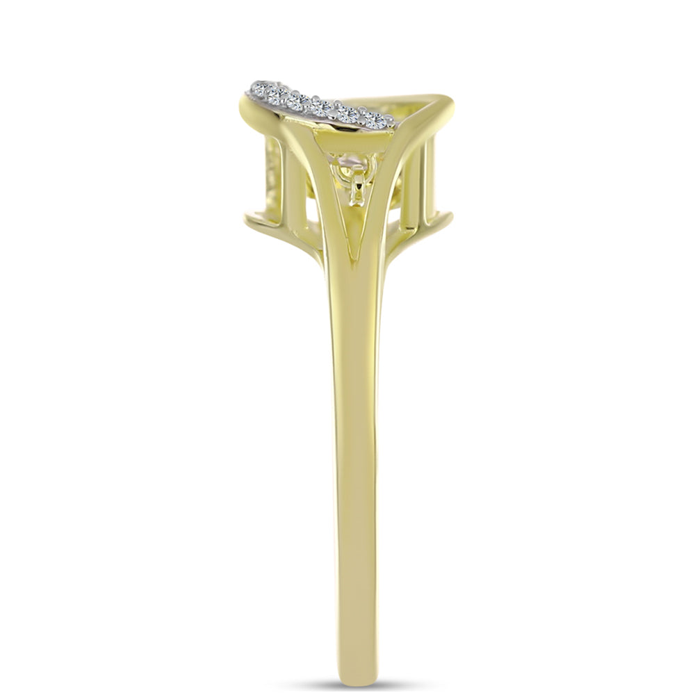 Anillo de Plata Bañada en Oro con Diamante blanco y Topacio Blanco 4 