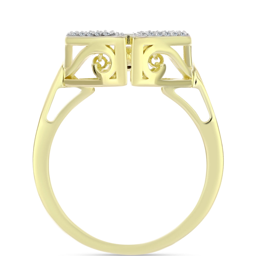 Anillo de Plata Bañada en Oro con Diamante blanco y Topacio Blanco 2 