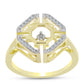 Anillo de Plata Bañada en Oro con Diamante blanco y Topacio Blanco