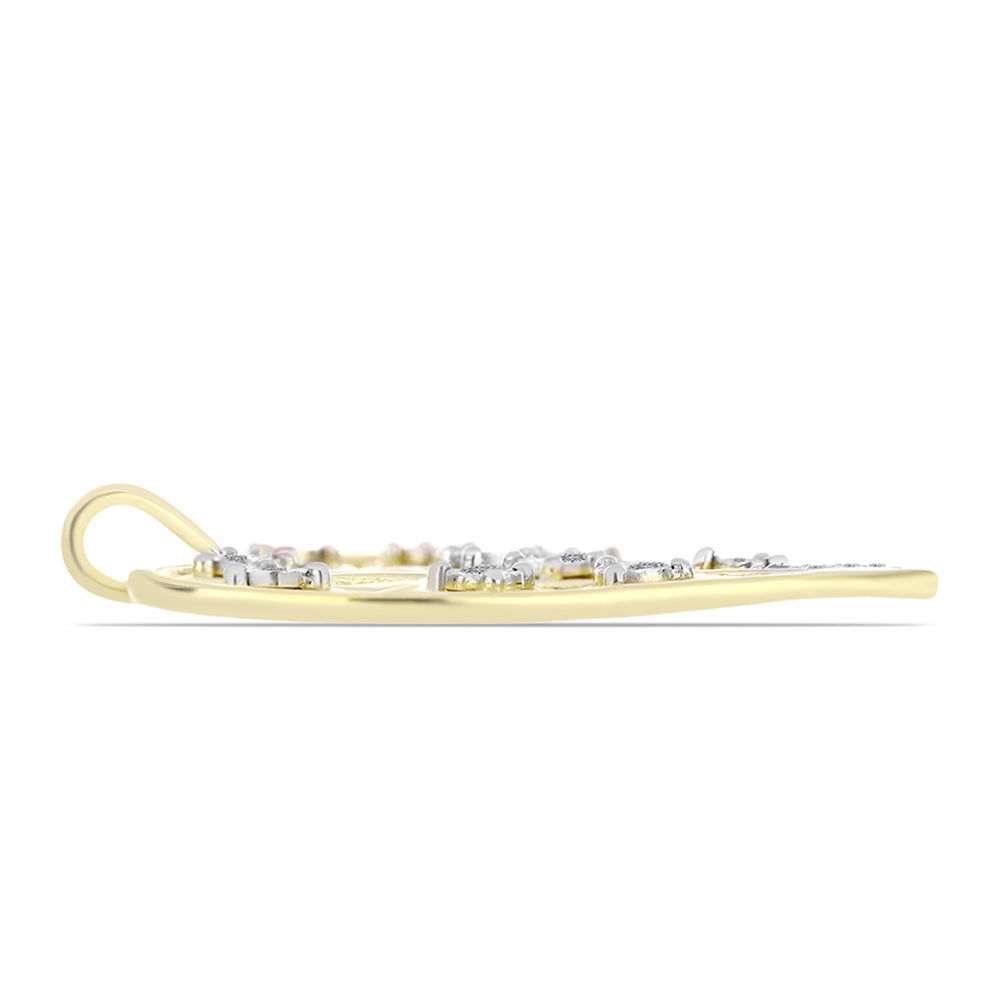 Colgante de Plata Bañada en Oro con Diamante blanco y Topacio Blanco
