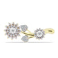 Broche de Plata Bañada en Oro con Diamante blanco y Topacio Blanco