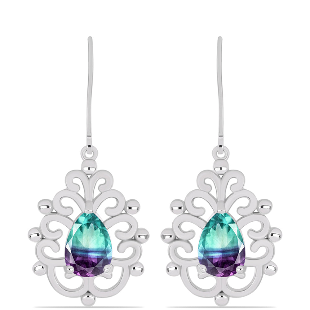 Pendientes de Plata con Fluorita cebra 1 
