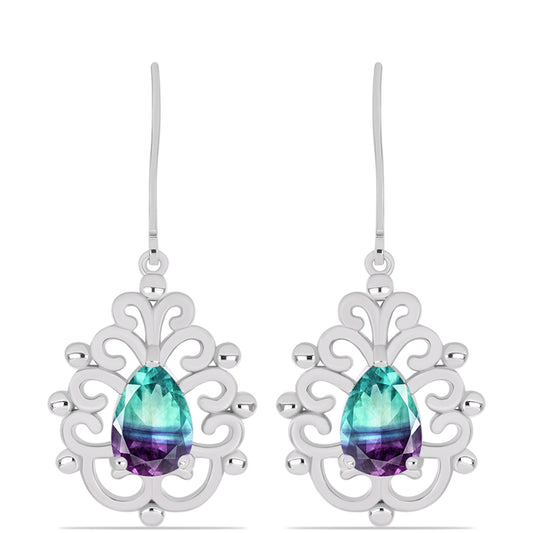 Pendientes de Plata con Fluorita cebra