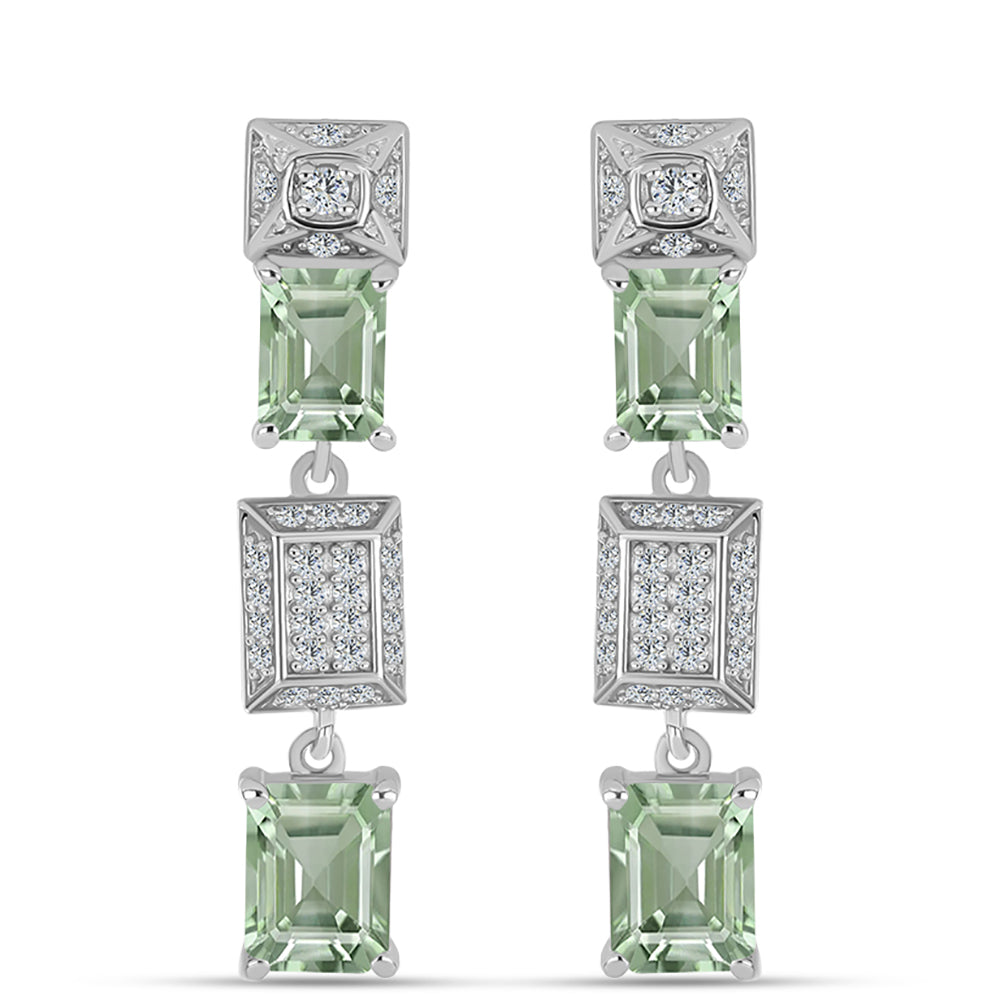 Pendientes de Plata con Amatista Verde y Topacio Blanco 1 