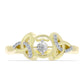 Anillo de Plata Bañada en Oro con Diamante blanco y Topacio Blanco