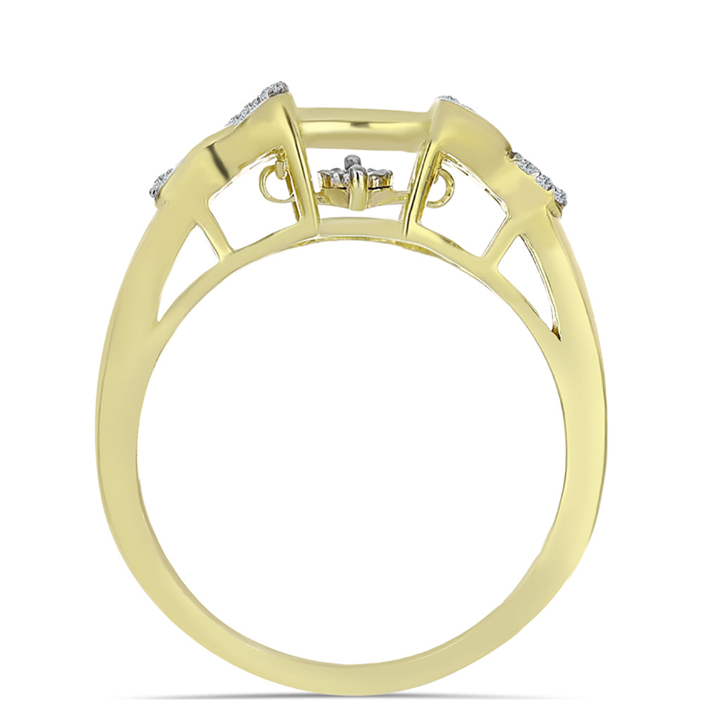 Anillo de Plata Bañada en Oro con Diamante blanco y Topacio Blanco 2 