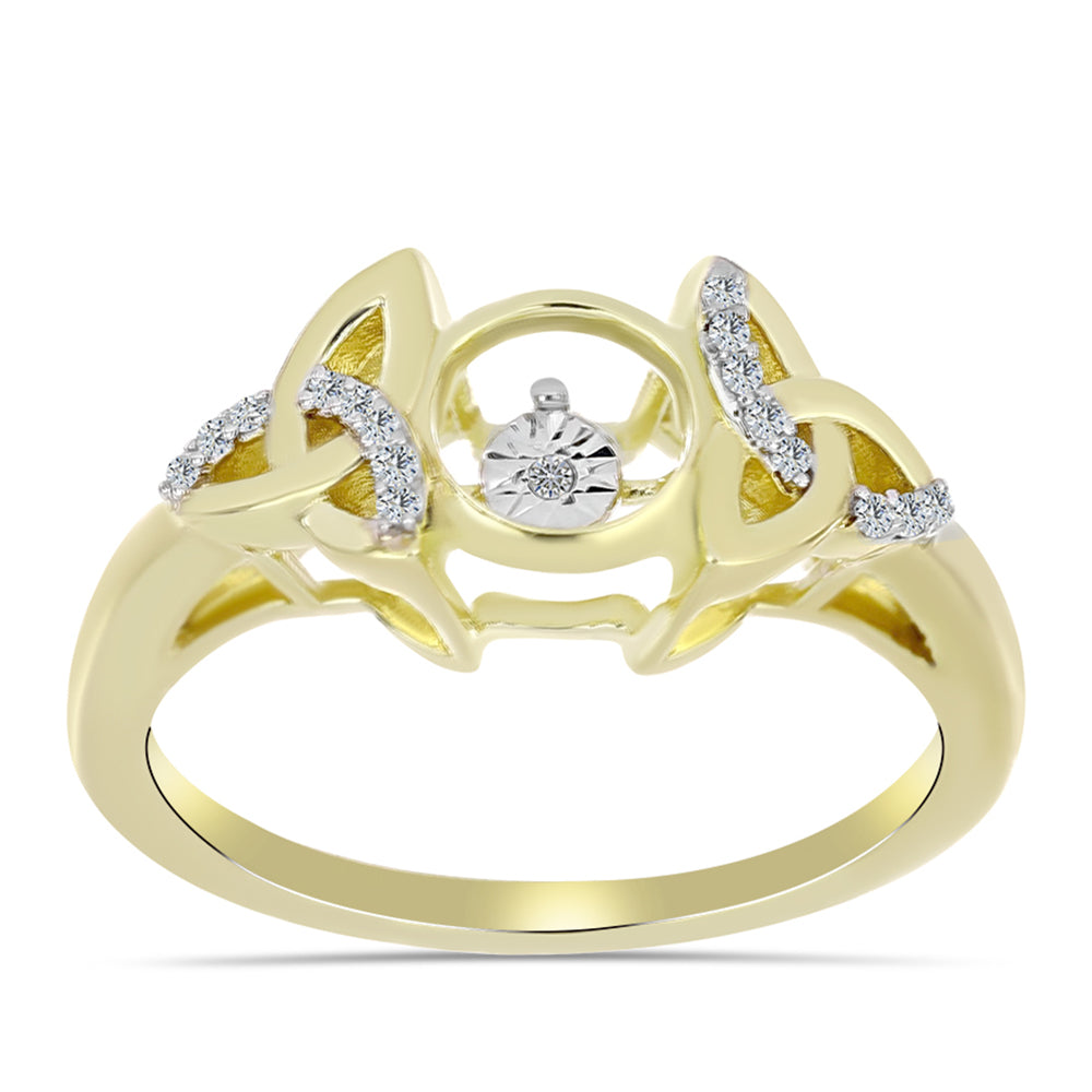 Anillo de Plata Bañada en Oro con Diamante blanco y Topacio Blanco