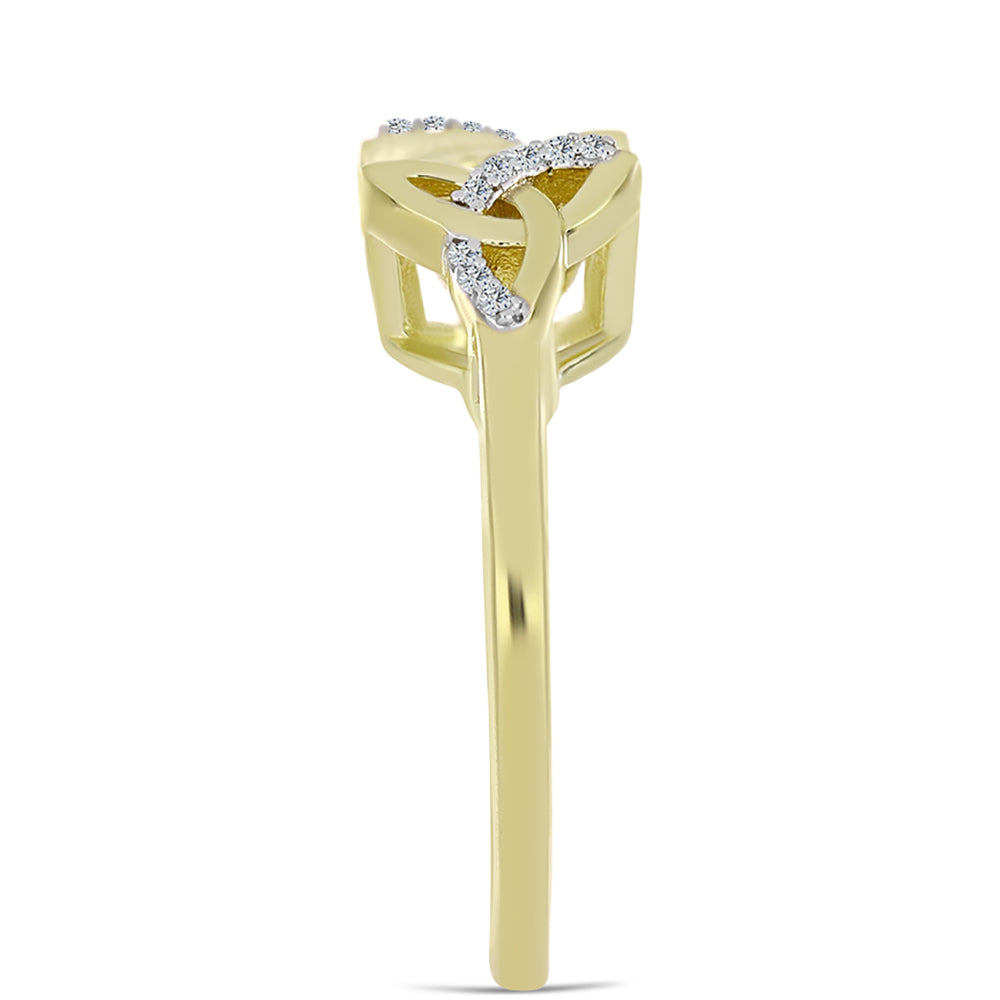Anillo de Plata Bañada en Oro con Diamante blanco y Topacio Blanco 4 