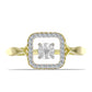 Anillo de Plata Bañada en Oro con Diamante blanco y Topacio Blanco
