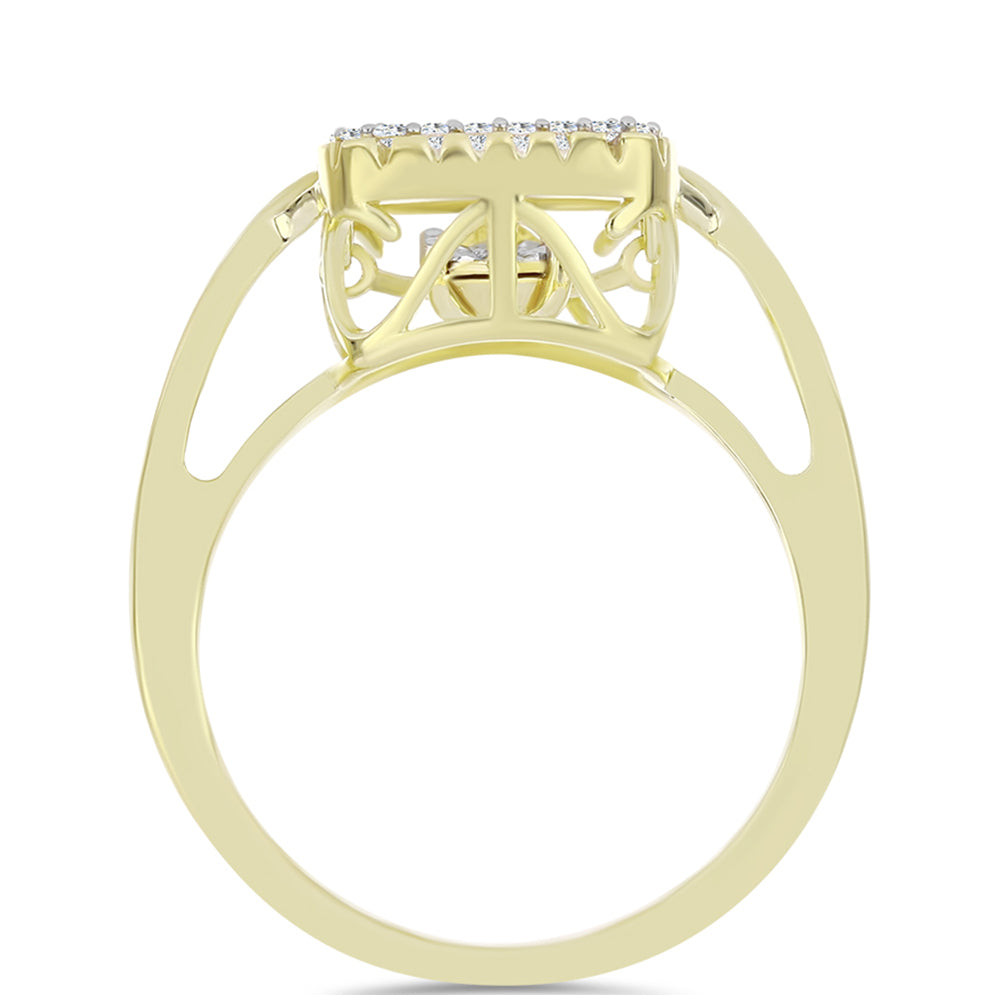Anillo de Plata Bañada en Oro con Diamante blanco y Topacio Blanco