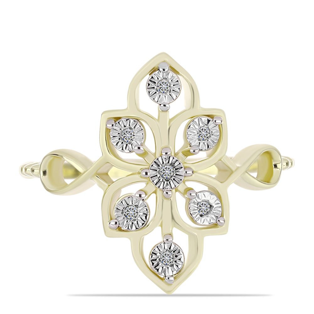 Anillo de Plata Bañada en Oro con Diamante blanco 1 