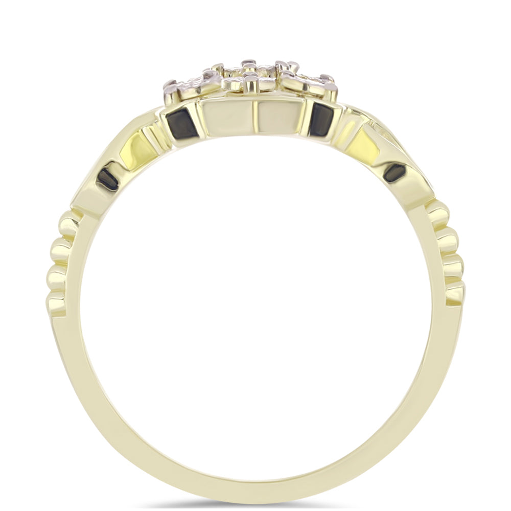 Anillo de Plata Bañada en Oro con Diamante blanco 2 
