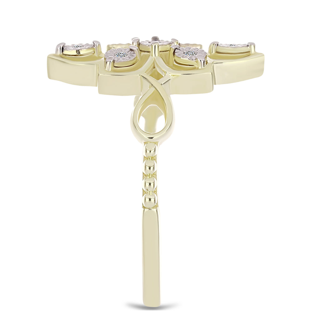 Anillo de Plata Bañada en Oro con Diamante blanco