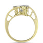 Anillo de Plata Bañada en Oro con Diamante blanco y Topacio Blanco