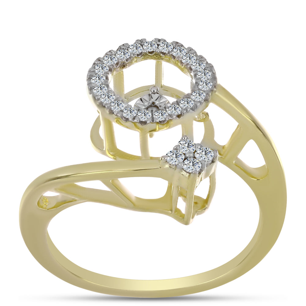 Anillo de Plata Bañada en Oro con Diamante blanco y Topacio Blanco