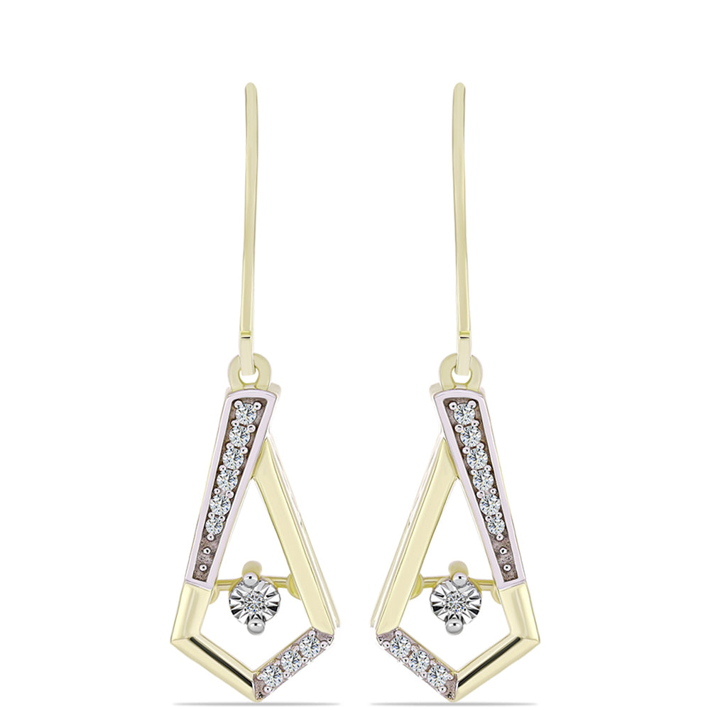 Pendientes de Plata Bañada en Oro con Diamante blanco y Topacio Blanco