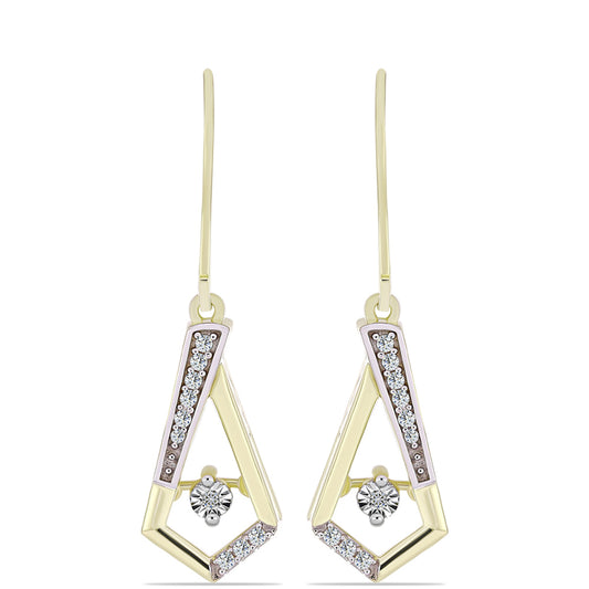 Pendientes de Plata Bañada en Oro con Diamante blanco y Topacio Blanco