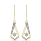Pendientes de Plata Bañada en Oro con Diamante blanco y Topacio Blanco