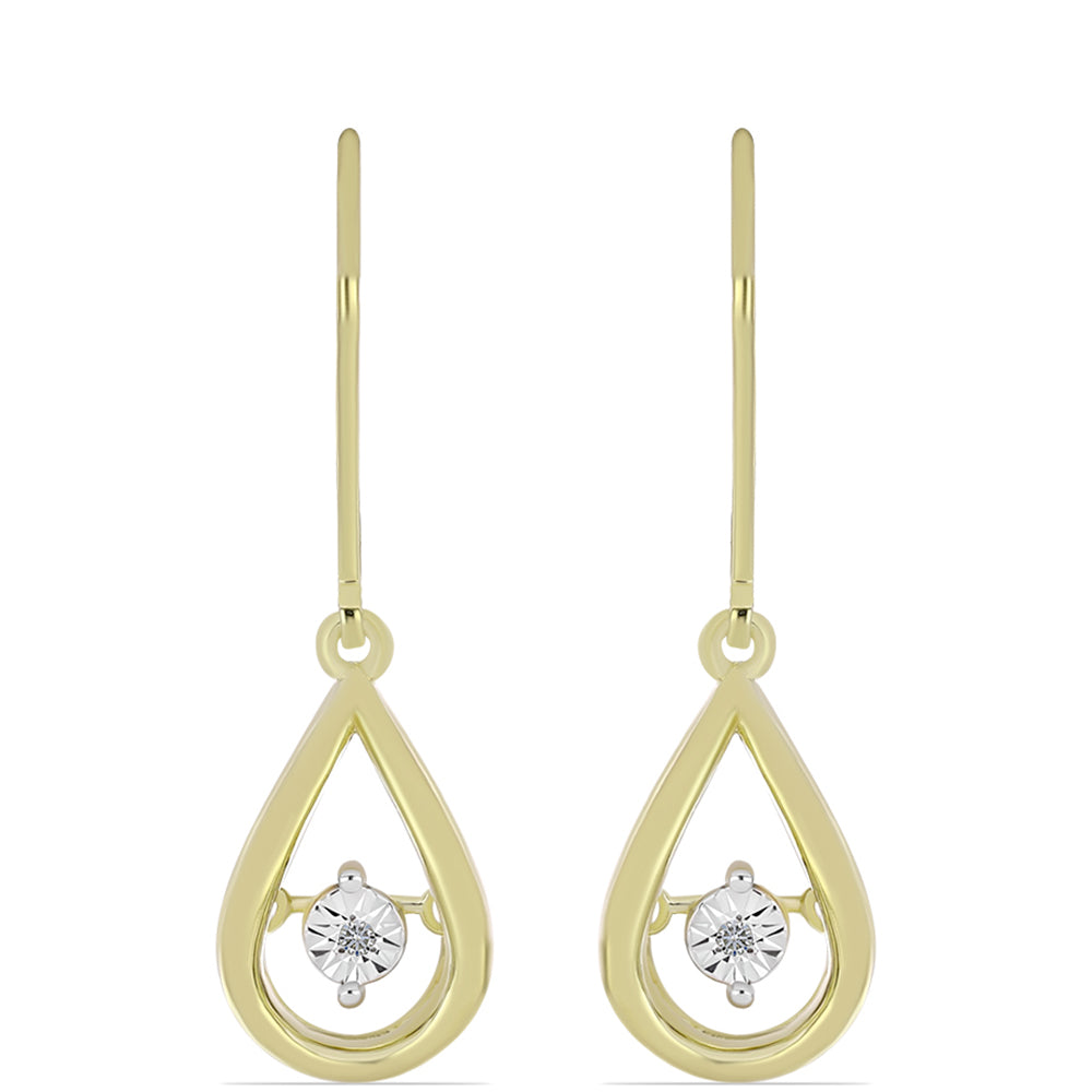 Pendientes de Plata Bañada en Oro con Diamante blanco