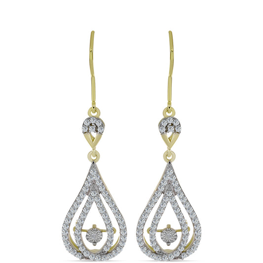 Pendientes de Plata Bañada en Oro con Diamante blanco y Topacio Blanco