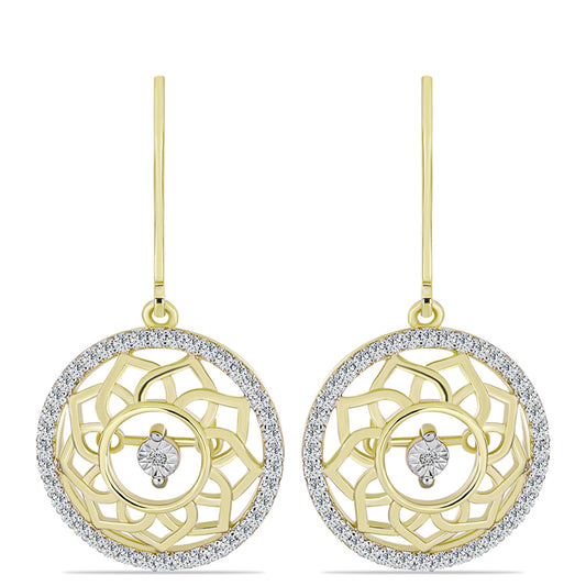 Pendientes de Plata Bañada en Oro con Diamante blanco y Topacio Blanco
