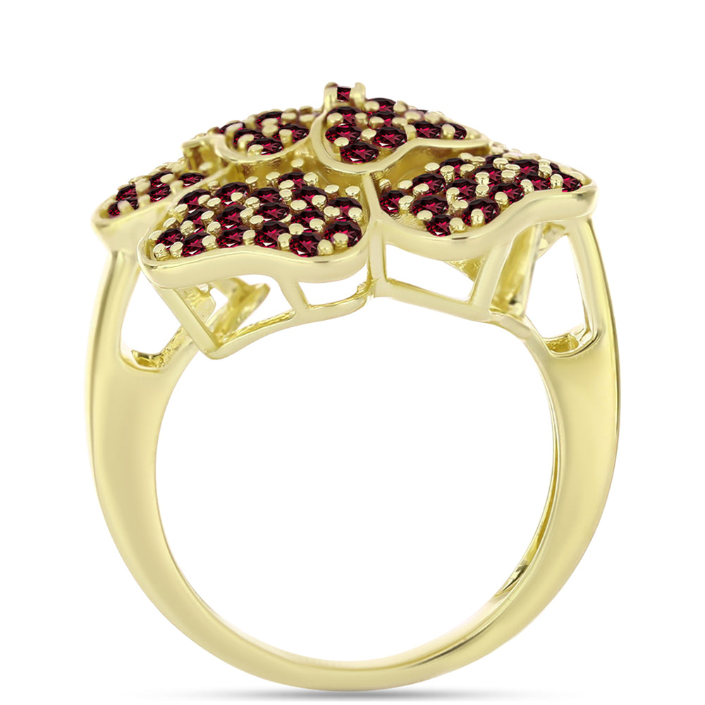 Anillo de Plata Bañada en Oro con Granate Rodolita