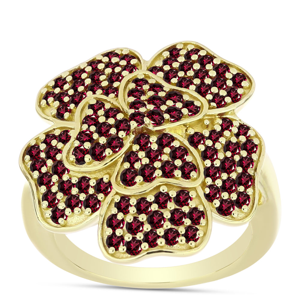 Anillo de Plata Bañada en Oro con Granate Rodolita 3 