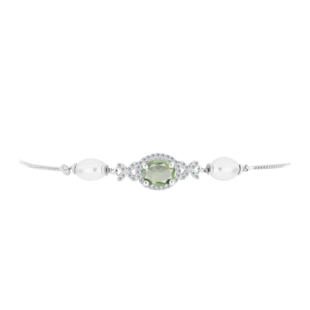 Pulsera de Plata con Amatista Verde y Perla de Agua Dulce 2 