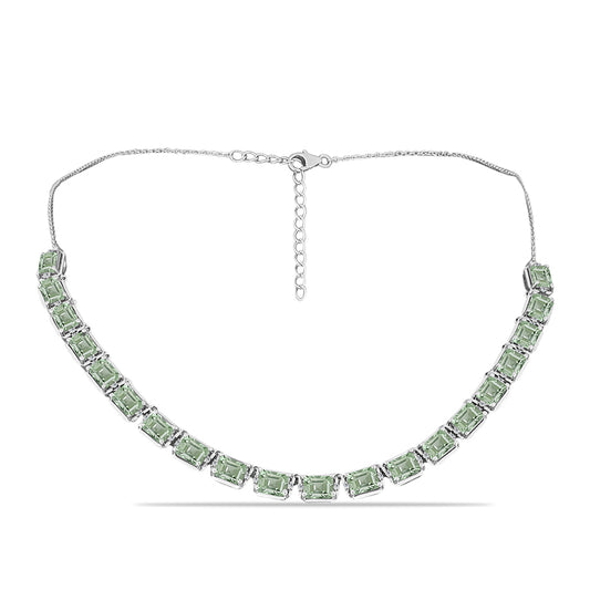 Collar de Plata con Amatista Verde y Topacio Blanco