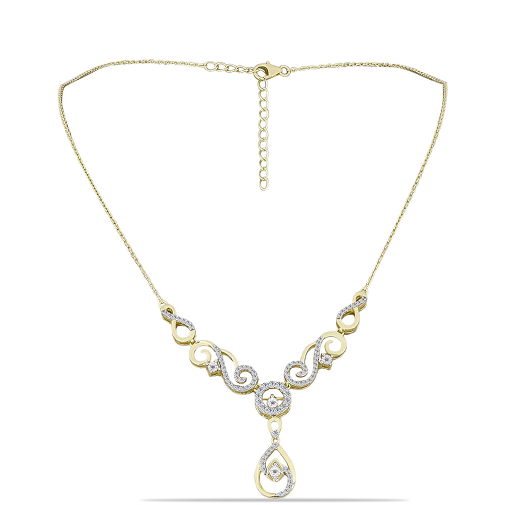 Collar de Plata Bañada en Oro con Diamante blanco y Topacio Blanco 1 