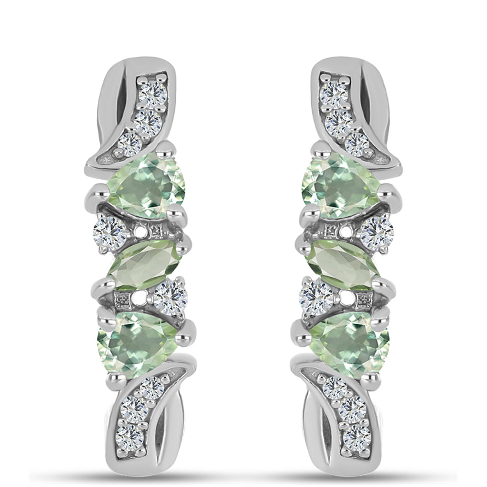 Pendientes de Plata con Amatista Verde y Topacio Blanco 1 