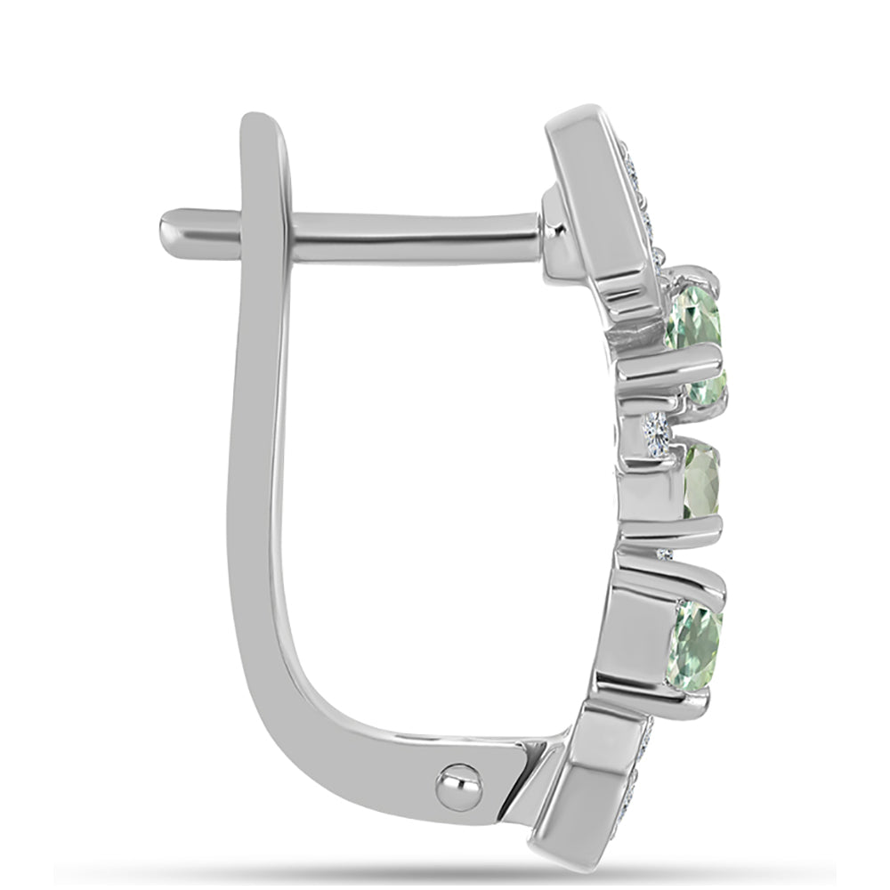 Pendientes de Plata con Amatista Verde y Topacio Blanco 2 