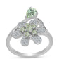 Anillo de Plata con Amatista Verde y Topacio Blanco
