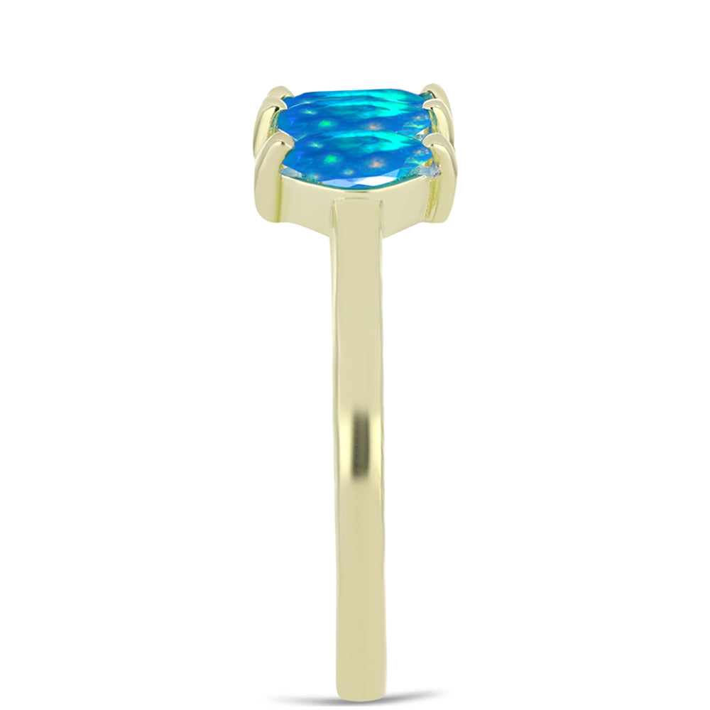 Anillo de Plata Bañada en Oro con Ópalo Paraíso de Etiopia