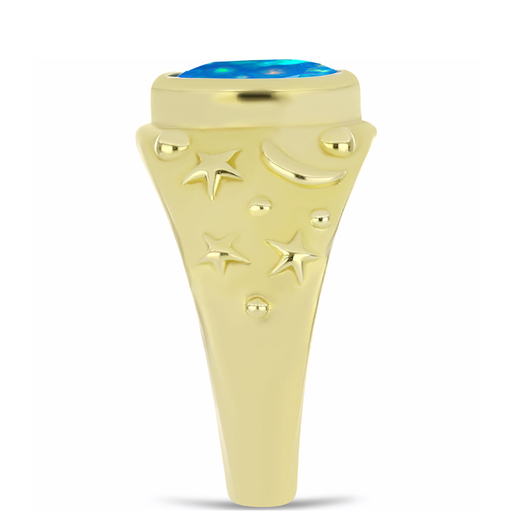 Anillo de Plata Bañada en Oro con Ópalo Paraíso de Etiopia 4 